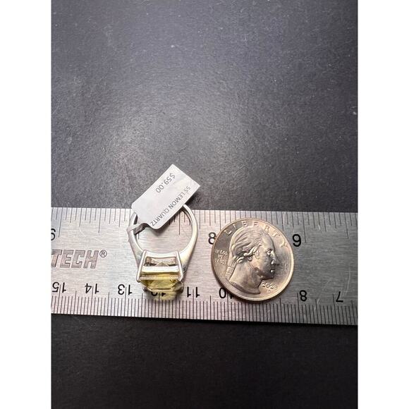 NEW Princess cut lemon quartz sterling silver ring size 7 - Picture 6 of 11